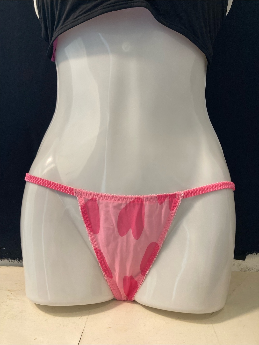 Y2K Pink Heart Print String Thong Panty Coquette
